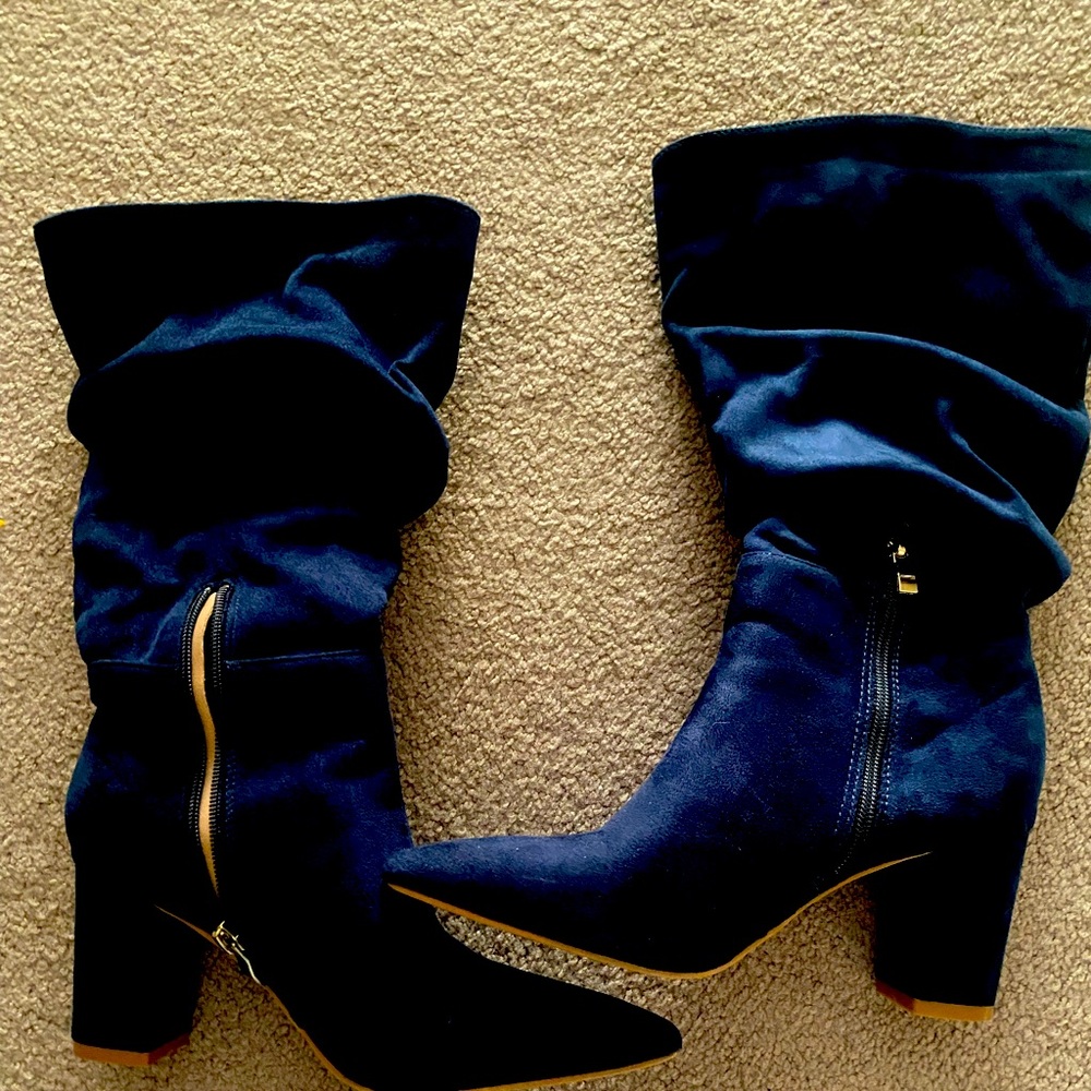 Blue suede boots size 7